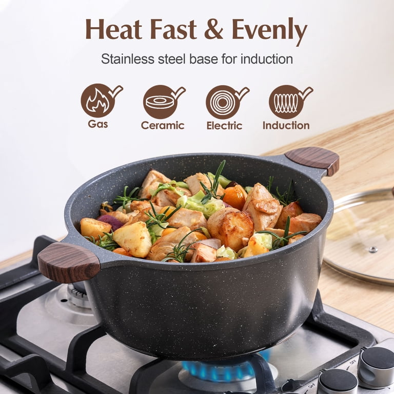 SENSARTE Nonstick Pots and Pans Set, 21 Pieces Non Stick Granite