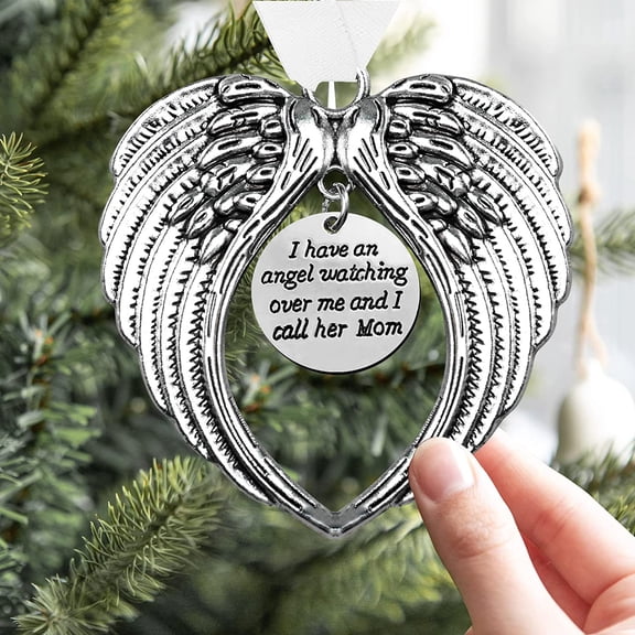 Dalrosia Christmas Memorial Hanging Ornaments Angel Wings, Memory Gifts Pendant I Have a Angel Watching Over Me Xmas Tree Hanging Sympathy Gift for Loss of Loved One in Heaven