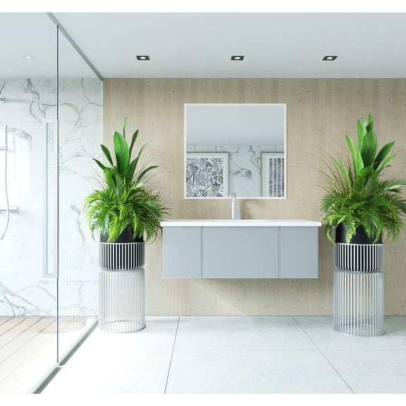 Laviva 313VTR-48FG-MW 48" Fossil Grey Vanity with VIVA Stone Solid Surface Top