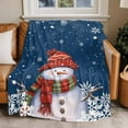 thumbnail image 4 of Blue Christmas Snowman Throw Blankets, Winter Snowflakes Soft Fleece Blanket Decorative for Home Sofa Couch Chair Living Bedroom, 32x48 Inches,, 4 of 8