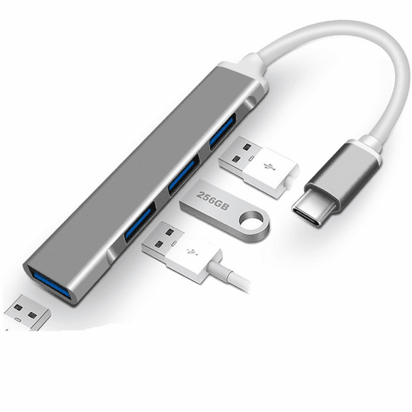 USB C to USB Hub 4 Ports, USB C to USB Adapter, 3 USB 2.0 ports, 1 USB 3.0 port, Compatible with MacBook Pro 2020/2019, iPad Pro 2021, iMac 2021, Samsung, Chromebook