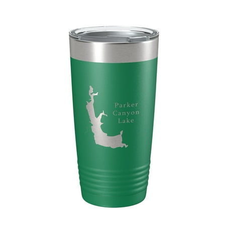 

Parker Canyon Lake Map Tumbler Travel Mug Insulated Laser Engraved Coffee Cup Arizona 20 oz Green