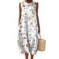 thumbnail image 1 of Vestido largo Akivide con estampado floral bohemio de verano con bolsillos, 1 of 3