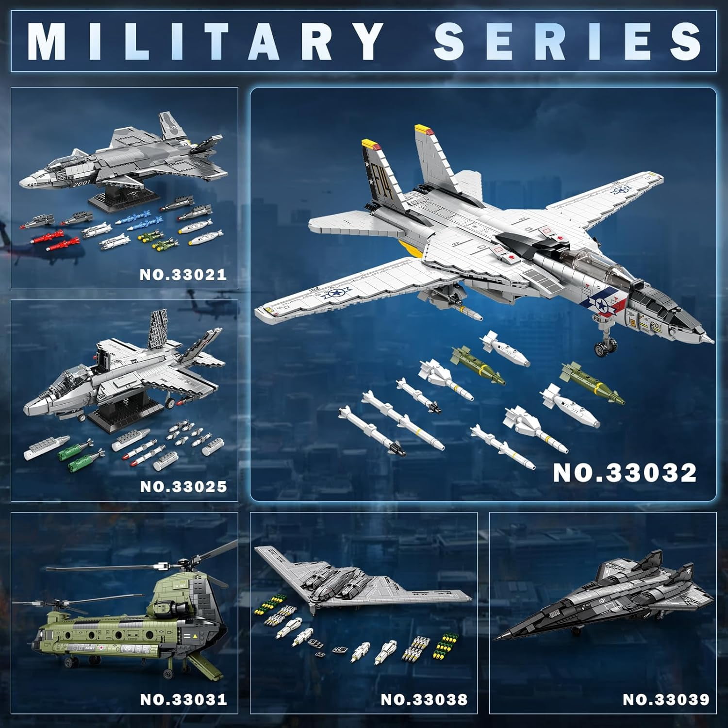 F-14 Fighter Jet Building Set, Fighter Airplane Model Kit 33032 with Movable Wings, Military Plane Model Kit for Adults, Military Toys Ideal Gifts for Kids 14+, Men and Aviation Fans