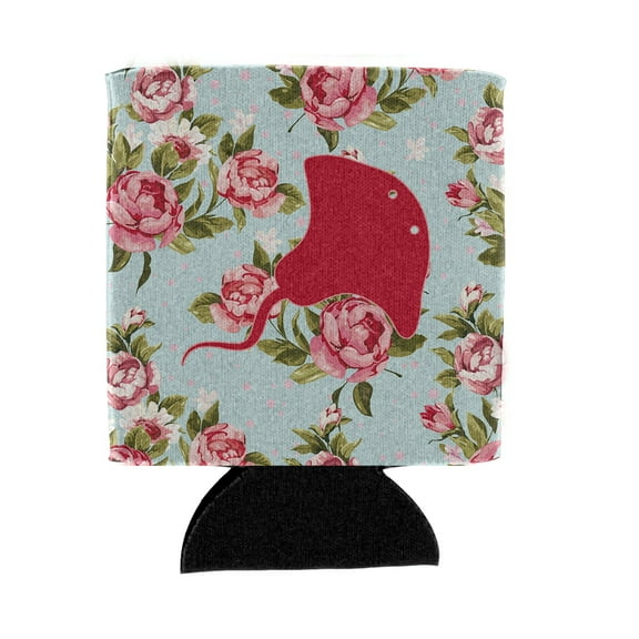 Stingray Shabby Chic Blue Roses Can or Bottle Hugger Blue