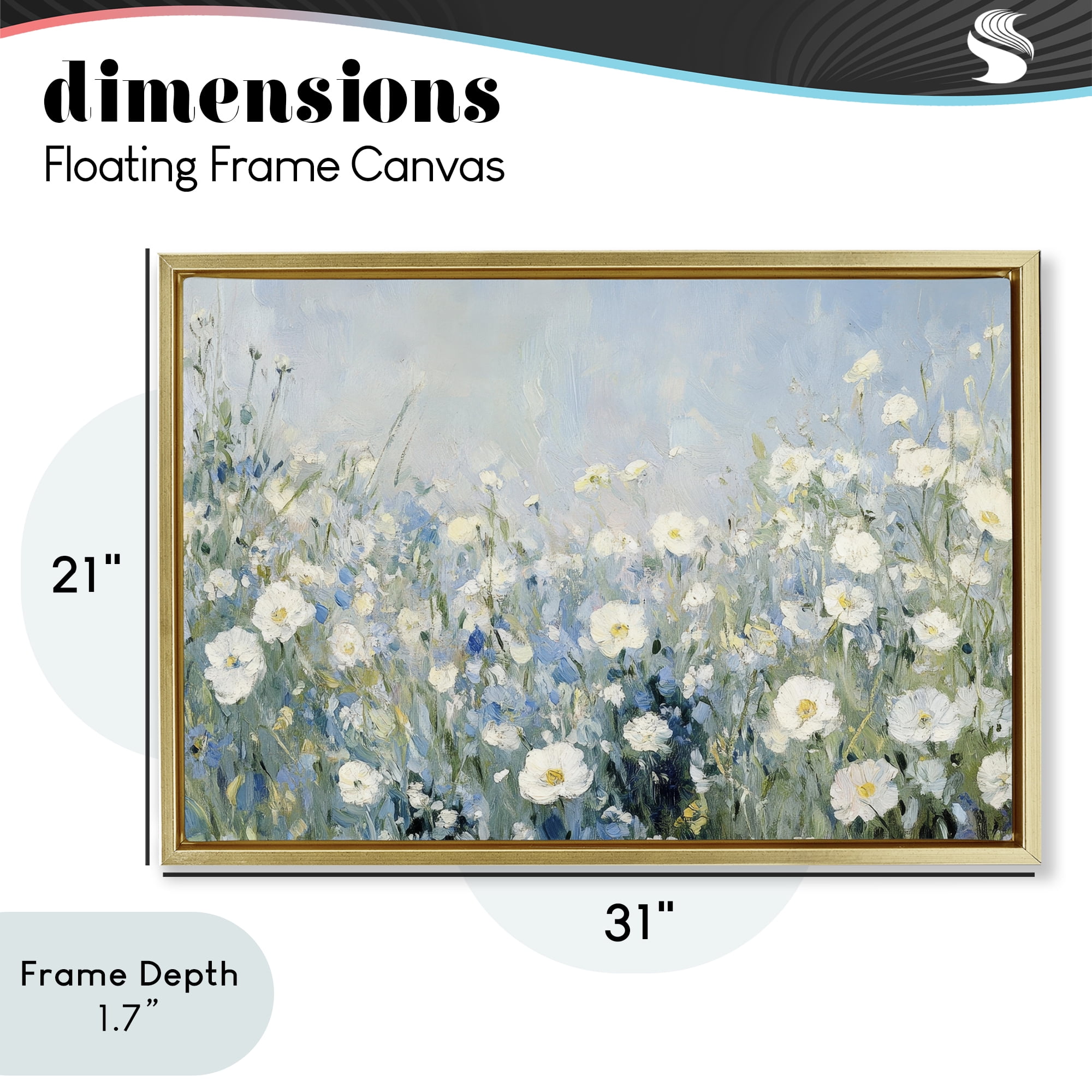 Stupell Industries Meadow Foliage Dream Gold Framed Floater Canvas Wall Art, design by Petal Prints Design