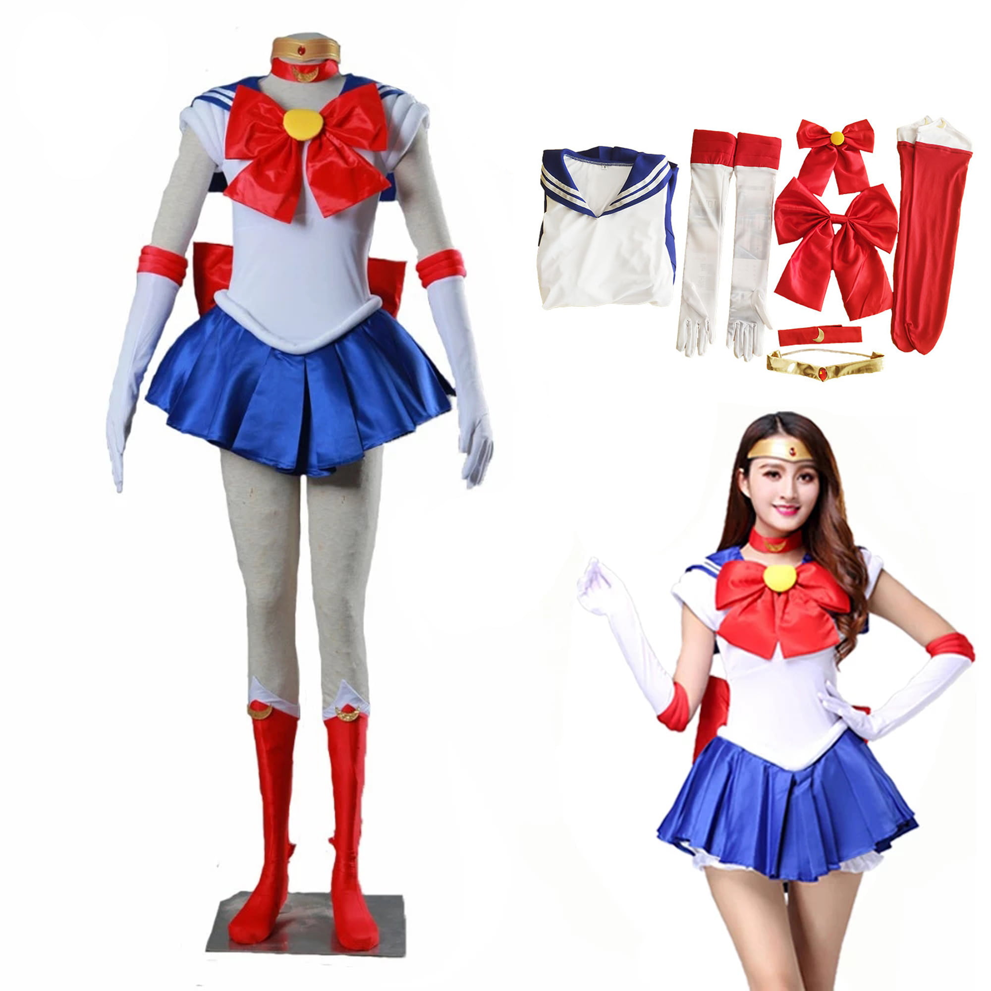 Buy Anime Sailor Moon Costume Usagi Blue Fancy Dress Set Online at ...