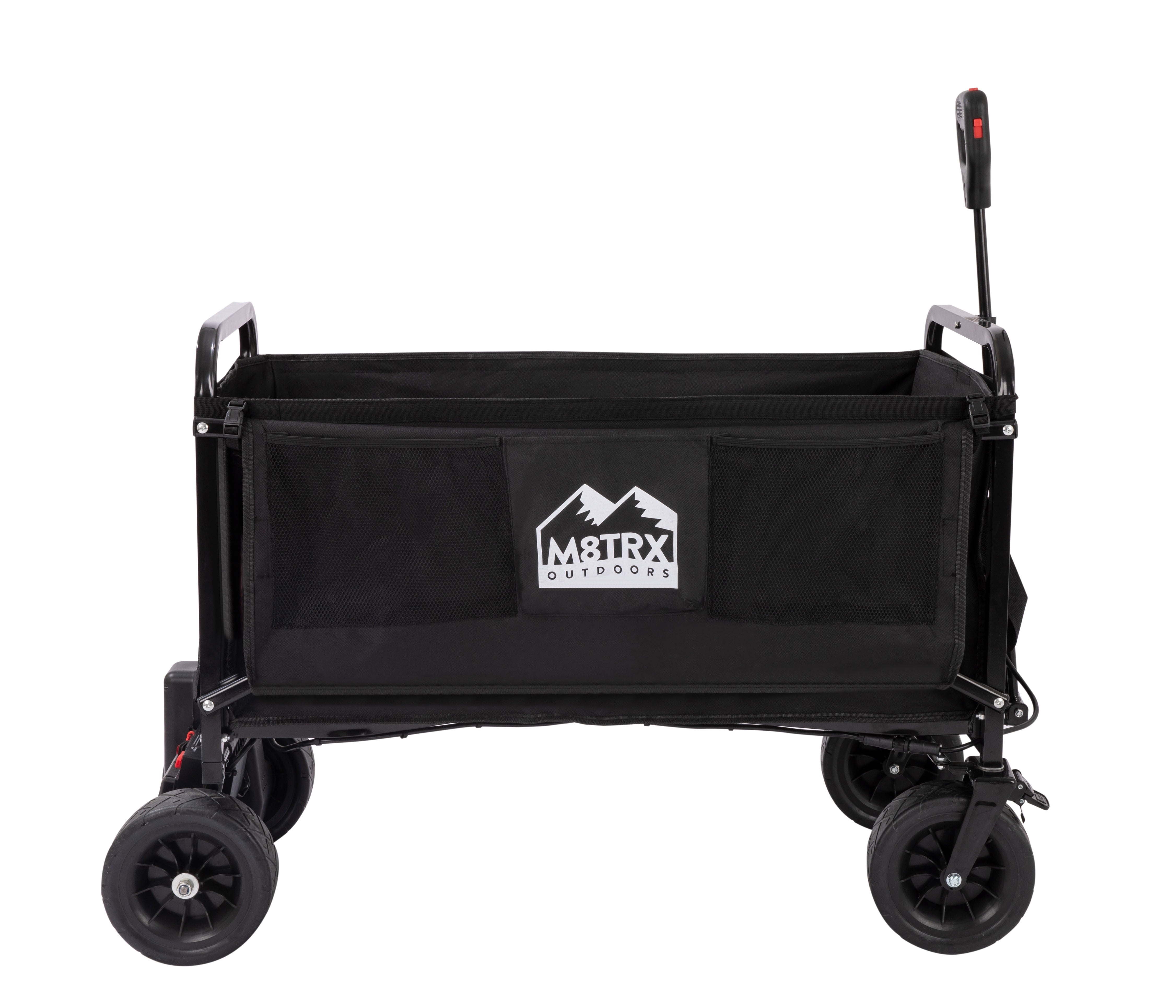 M8TRX SPORTS EA100 Electric Power Assist Wagon, 225 lb Heavy Duty Foldable Utility Cart with 24V Battery Motor Drive, Variable Speed Trigger, USB Charging, Camping Beach Garden Wagon