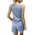 thumbnail image 6 of Besolor Pajamas Tank Top Lounge Sets Knit V Neck Sleeveless/Short Sleeve Outfits Sets Sleepwear Loungewear for Women, 6 of 6