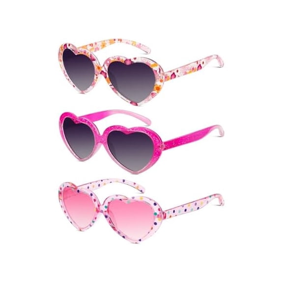 Kids Sunglasses Polarized Heart-Sunglasses: Toddler girls Sun Glasses with UV Protection for Youth Child 3Pack Age 3-12
