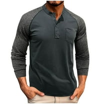 hotojiny Men's Henley Shirts Long Sleeve Lightweight Button Pullover Casual Fashion Colorblock Slim Fit Golf Tee Tops with Pocket