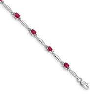 14k White Gold With Diamond and Ruby Gemstone Bracelet - .01 dwt 2.20 cwt