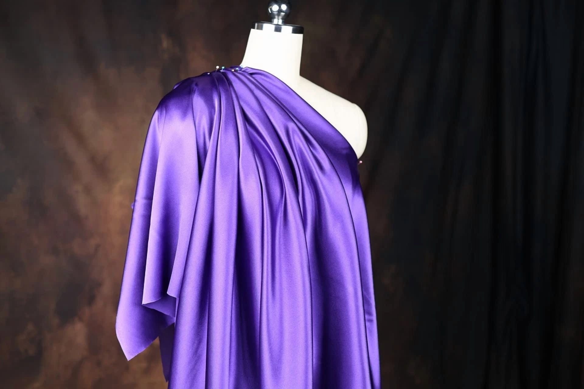 BUTTERFLY- Purple Satin Charmeuse Fabric By The Yard 658