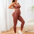thumbnail image 7 of Gyujnb 2 Piece Maternity Yoga Outfit Ribbed Tank Top High Waist Stretch Leggings Seamless Workout Loungewear Set For Pregnant Women,S, 7 of 7