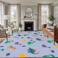 thumbnail image 3 of 8x10 Washable Area Rug, Green Dinosaur Non-Slip Extra Large Rectangle Rug for Living Room Bedroom, Cartoon Blue Animal Sun Cloud Purple Background Indoor Floor Mat for Home Decor, 3 of 9