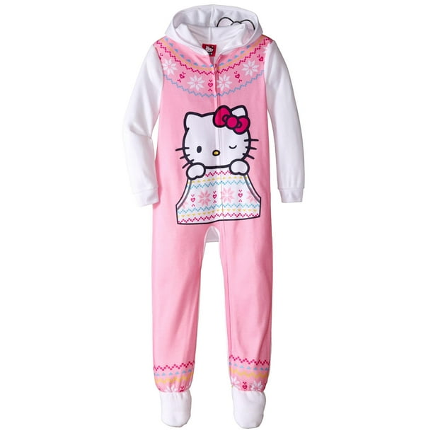 Hello Kitty Hello Kitty Girls Union Suit Hooded Pajama Fleece Sleeper