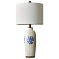 thumbnail image 4 of Yokila 24.75" Beige Ceramic Table Lamp for Living Room Bedroom Farmhouse Bedside Nightstand Lamps with Blue Flower Pattern Home Office, 4 of 11