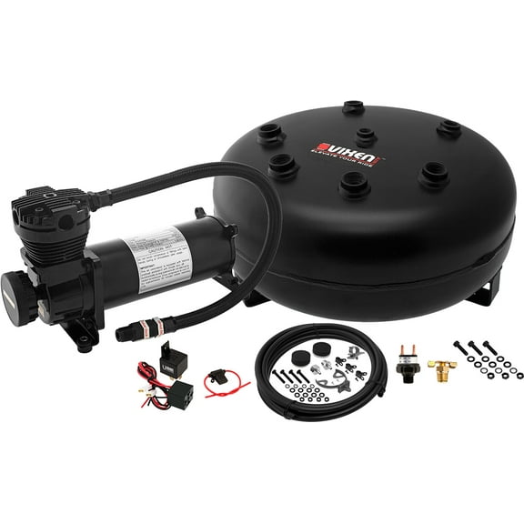 Vixen Air Suspension Kit for Truck/Car Bag/Air Ride/Spring. On Board System- 200psi Compressor, 4 Gallon Tank. For Boat Lift,Towing,Lowering,Leveling Bags,Onboard Train Horn,Semi/SUV VXO4840B