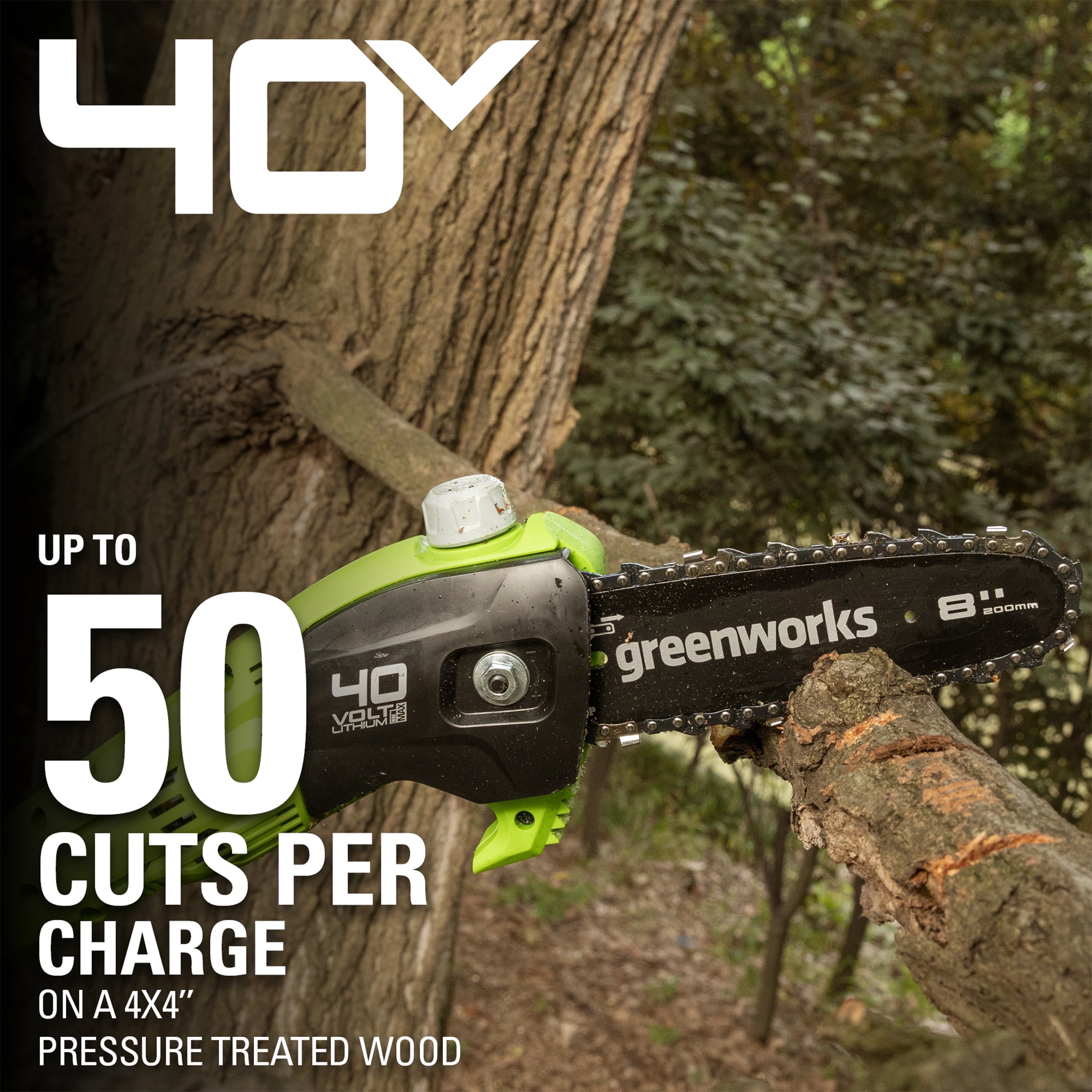 Greenworks 40V 8" Cordless Pole Saw with 2.0 Ah Battery and Charger Gen II 1403702