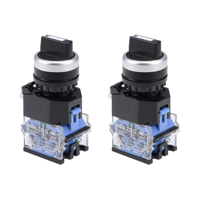 Interruptor selector rotativo Uxcell 3 posiciones 2NO auto-bloqueo AC 600V 10A 22mm montaje en panel 2 piezas