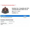 thumbnail image 2 of Distributor Cap - Compatible with 1990 - 1993 Mercedes-Benz 500SL 5.0L V8 1991 1992, 2 of 2