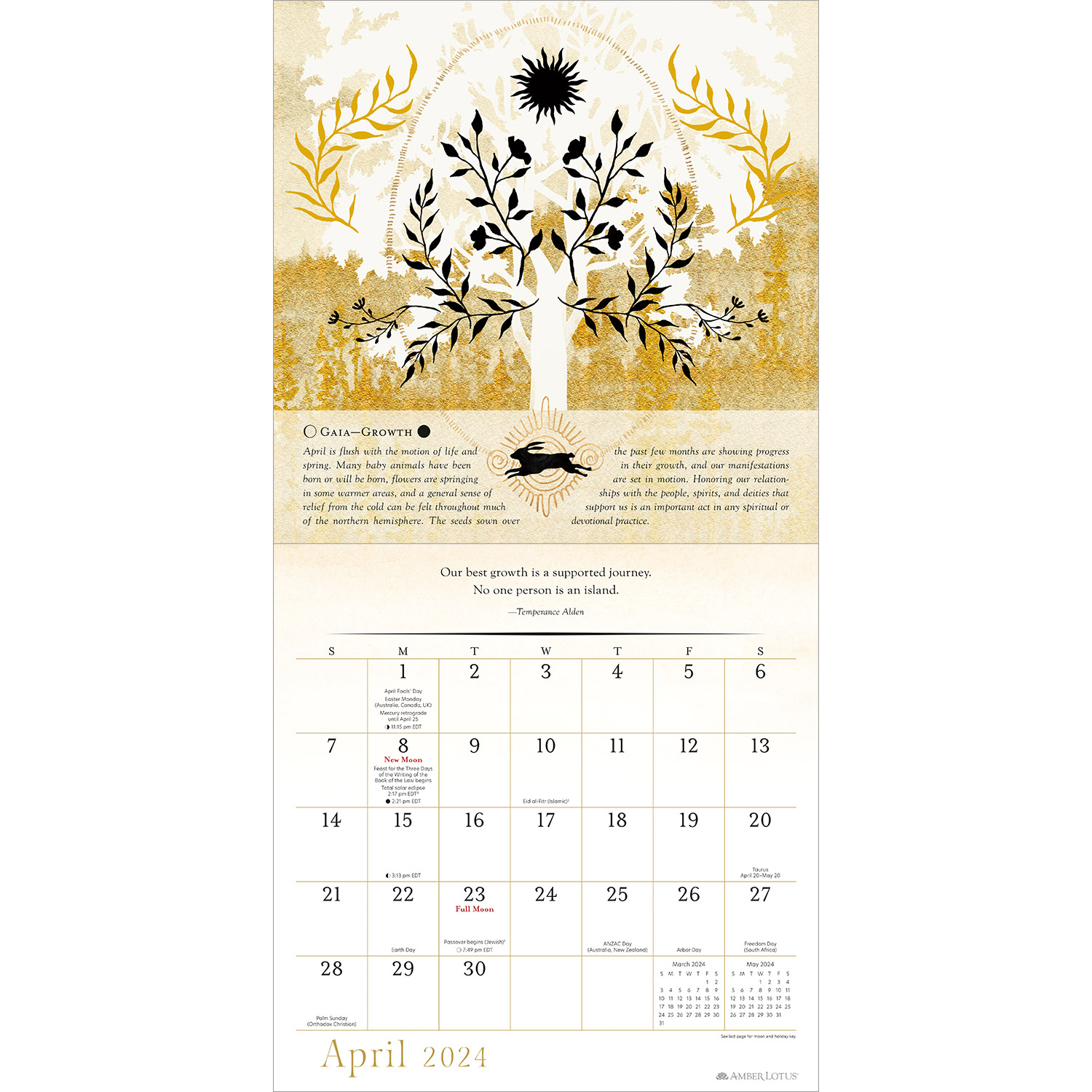 Year of the Witch 2024 Wall Calendar: Seasonal Intuitive Magick by Temperance Alden | 12" x 24" Open | Amber Lotus Publishing