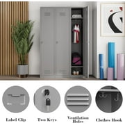 Metal Lockers for Employees,71Metal Storage Cabinet with Lock,1 Door Steel Storage Locker Cabinet for Home,Gym,School, Office,Garage-Assembly Required(Gray)