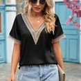 thumbnail image 6 of gakvbuo Womens Tops!Fashion Women's Summer V-Neck Lace Patchwork Short Sleeve Sexy Top Blouse, 6 of 7
