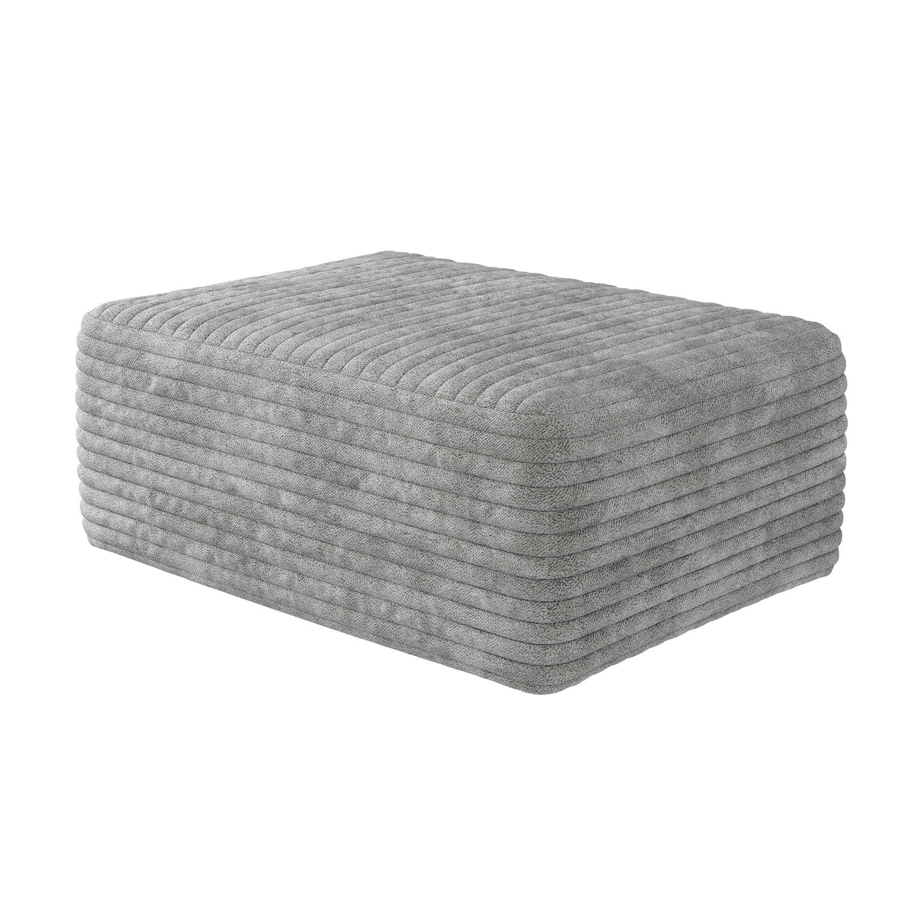 Sailvan Ottoman, Foot Stool Sofa Ottoman for Living Room & Bedroom, No Assembly Required, Plush Corduroy Fabric, Light Gray