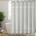 thumbnail image 2 of Extra Long Shower Curtain 72x84in,Fabric Shower Curtains Sets for Bathroom,Southwest Aztec Geometry Bath Curtain,Grey White Minimalist Art Curtain with Hooks, 2 of 6