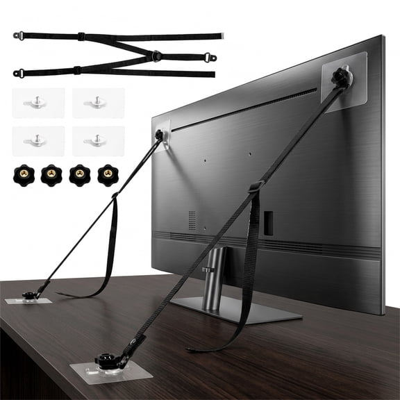 NOGIS Adjustable TV Safety Straps, 2 Pack TV Safety Anchor Straps for Flat Screen, No Drill Anti Tip TV Wall Anchor Straps Furniture Anchors for Baby Proofing, Wall, Cabinet, Furniture Stand