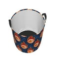 thumbnail image 3 of Balery American Football and Fire Flames Round Laundry Basket with Handles Waterproof Freestanding Laundry Hamper for Clothes Toys in the Dorm and Family-Small, 3 of 8