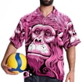 thumbnail image 4 of Pink Monkey Gorilla Men's Short Sleeve Beach Shirts Hawaiian Button Down Casual Summer Printed Unisex Top, 4 of 6