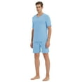 thumbnail image 3 of MoFiz Pjs Men's Solid Bamboo Pajamas Set Short Sleeve V-Neck Top and Shorts with Pockets Loungewear 2-Piece for Men, 3 of 6