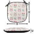 thumbnail image 4 of Owls Chair Seating Cushion, Owls Stars Moon Patterns in Feminine Soft Colors Symmetric Design Art, Soft Seat Pads for Office with Anti-slip Backing, 16"x16", Almond Green Pink Tan, by Ambesonne, 4 of 7