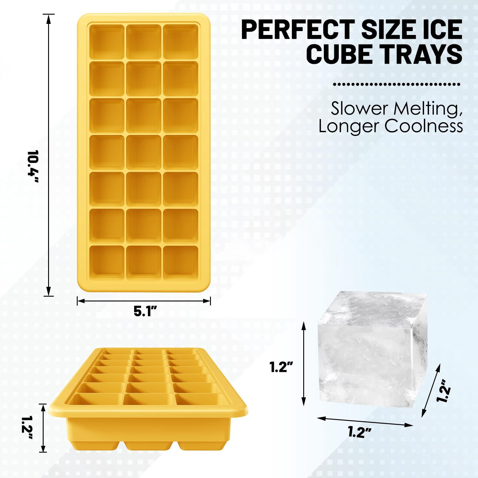 Silicone Ice Cube Trays 3packs  Easy Release Molds With Lid Freezer Stackable Maker For Food Bpa Free (2 Yellow)