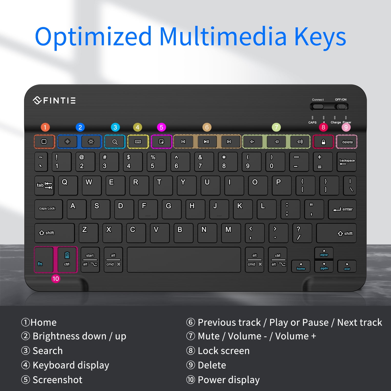 Fintie 10-Inch Ultrathin (4mm) Wireless Bluetooth Keyboard for Android Tablet Samsung, ASUS and Other Android Device