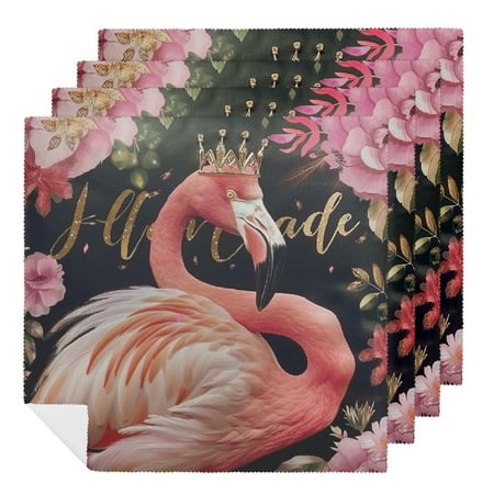 WERPE Flamingo Crown Flower Cloth Napkin Reusable Home Decor 6 PCS