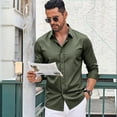 thumbnail image 6 of Satingcolo Mens Dress Shirts Long Sleeve Button Down Shirt Stretch Wrinkle Free Untucked Shirts for Men Business Casual,Army Green 2XL, 6 of 6