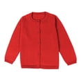thumbnail image 4 of XinLfly Girls Cardigan Sweater School Uniforms Button Long Sleeve Round Neck Solid Color Knit Top Outerwear,Red,8T, 4 of 8