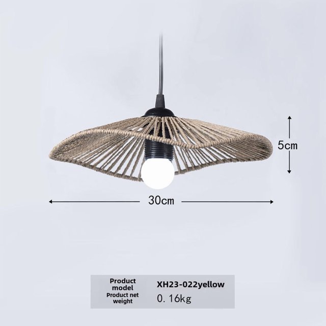 DIY Customizable Yellow Paper Rope Lampshade - New Chinese Style Retro Countryside Design for Living Room, Hotel, Homestay & Hotpot Restaurant Decorative Lighting (XH23-022)