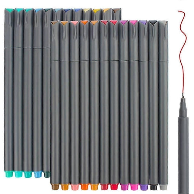 24 Fineliner Color Pens, Fine Line Markers for Journaling Coloring Books