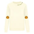 thumbnail image 4 of Sweatshirts Jacket for Women Plus Size Thanksgiving Pumpkin Printed Long Sleeve Round Neck Loose Top Sweatshirt Beige L, 4 of 4