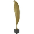 thumbnail image 5 of 11" x 36" Gold Aluminum Textured Leaf Abstract Sculpture with Black Marble Base, by DecMode, 5 of 7