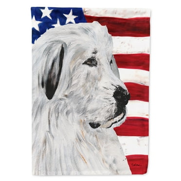 Carolines Treasures SC9642CHF Great Pyrenees with American Flag USA Flag Canvas House Size  Large multicolor