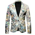 thumbnail image 4 of LRen Men's Sequin Blazer Sparkly Glitter Jacket Shiny Floral Suit Jacket Party Wedding Banquet Prom Tuxedo,S,A2-Silver, 4 of 4