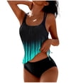 thumbnail image 3 of Tankini Swimsuits for Women Two Piece Bathing Suits Tie-Dye Tops with Shorts Summer Athletic Swimwear - Womens Loose Swimsuit Adjustable Straps T-Back Top & Shorts Suit Black L, 3 of 6