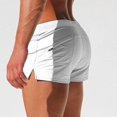 thumbnail image 4 of Mens Solid Color Quick Dry Swim Trunks Drawstring Waist Beach Board Shorts Back Pocket Design Lightweight Square Leg Swim Shorts for Surfing Swimming Vacation White XL, 4 of 5