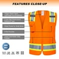 thumbnail image 4 of ProtectX High Visibility Reflective Safety Vest for Men Women Hi Vis Work Construction Vest with Pockets Class 2 Neon Orange XX-Large 3 Pack, 4 of 7
