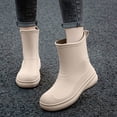thumbnail image 4 of Women's Matte Slip On Chunky Sole Rain Boots Ankle Rain Boots For Outdoors Non Slip Waterproof Rubber Ankle Short Gardening Walking Outdoor Rain Shoes for Women, 4 of 6